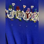 Lisa International Festive Snowmen Beaded Christmas Sweater Royal Blue Sz M Size M Photo 8