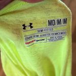Under Armour  Shirt Neon Yellow Lemon Lime Heat Gear V Neck Women Medium Athletic Photo 6