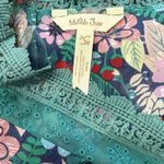 Matilda Jane  Women's Floral Print Long Sleeve Blouse Lace‎ Trim Peasant V Neck L Photo 2