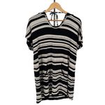 Soma Divine Terry Short Sleeve Hooded Tunic Live Lounge Wear size XL Striped Black Photo 2