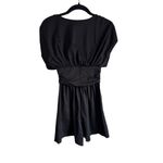 Susana Monaco Short-sleeve Gathered V-neck Romper XS Black Photo 4