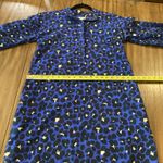 Ann Mashburn  Animal Print blue Leopard Popover cotton long sleeve mini Dress XS Photo 6