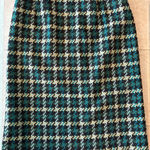 Pendleton Wool Skirt Size 10 Houndstooth Tweed Teal Black Vintage Made in USA Photo 0