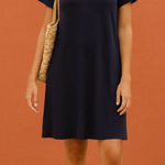 NEW Reb & J Womens Navy Blue Soft Stretchy Collared Keyhole T Photo 1