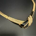 Christian Dior Vintage CD Gold Tone Pave Crystal Enamel Statement V Necklace 40g Photo 10