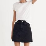 Madewell  Denim Frisco Mini Skirt in Lunar Wash Black Denim Raw Ham Mini Skirt 25 Photo 0
