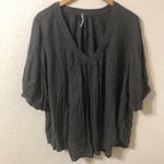 Free People Relaxed Boho Flowy Gray Peasant Blouse - Size Small Photo 0