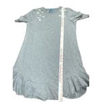 CeCe  Gray Floral Appliqué T-shirt Dress With Ruffle Medium Crewneck Short Sleeve Photo 6