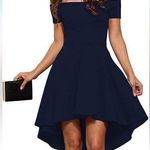 Sarin Mathews 🦉 Navy Blue Cold Shoulder High Low tunic Dress-Small Photo 0