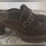 Vtg Nicole Womens 6M Brown Markie Suede Chunky Clogs Mules Tassel Boho Size 6 Photo 1