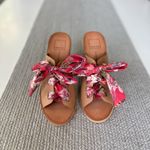 Dolce Vita Aleeya Red Floral Scarf Tie Leather Block Heel Peep Toe Sandals 8.5 Photo 12