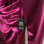 EXPRESS : Metallic Purple Plunging neckline- side slit-long sleeve- Dress- S Photo 7