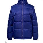 We Wore What  Zip off sleeve puffer coat blue size M NWT Photo 1