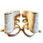 Marc Fisher Genny Brown Leather Strappy Wedge Sandals Gold Metallic Details 10M Photo 5