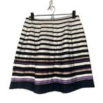 White House | Black Market WHBM White Black Purple Striped Flare Lined A-Line Skirt Women Sz 6 Photo 0