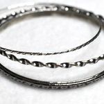 Source Unknown Trendy Y2K Statement Stackable Set of 3 Silver Tone 5" Bracelets Photo 0