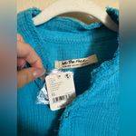 Free People  summer daydream button down shirt sz xl in aqua blue plus size gauze Photo 3