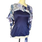 Jennifer Lopez Blouse XS 3/4 Sleeve Tie Belt At The Waist Artsy Colorful Photo 2