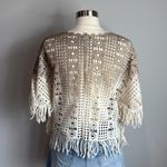 Haute Hippie  Tan/Cream Ombre Crochet Poncho One Size Photo 1