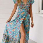 Morning Mist Retro Floral Wrap Maxi Dress Photo 0