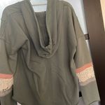 Hem & Thread Green Hoodie with Lace and Pink Accents  Photo 2