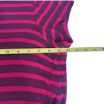 CAbi  Sweet Talk Tee Women’s Size L Garnet Red Stripe Short Sleeve Shirt Peplum Photo 5