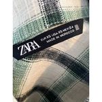 ZARA  Shacket Jacket Green Plaid Overshirt Button Front Shirt XS Extra‎ Small Photo 3
