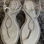 Rene Caovilla Flat Thong Sandals Crystal Drops Silver Size 6 Photo 2