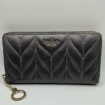 Kate Spade A Beautiful Leather Gray Briar Lane  Zip Around Clutch Wallet Photo 0