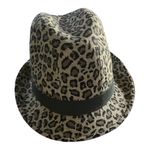 Nicole Marciano leopard print fedora hat lined 100% cotton indie boho Brown Photo 2