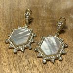 Judith Ripka 14K Sterling Silver Clad Diamonique & Mother of Pearl Earrings RARE Photo 4