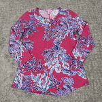 Lilly Pulitzer  Shirt Womens Small Kirby 3/4 Sleeve Shirt Pink Blue Cotton Top Photo 1