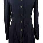 Reformation  Black Hugh Long Sleeve Gold Button Up Mini Dress Size 8 Photo 0