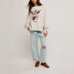 Free People NWOT  We The Free Graphic Camden Pullover - highland cow combo - XS Photo 5