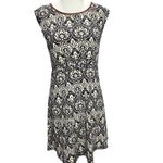 THML Dress S Black Cream Floral Sleeveless Faux Leather Trim Boho Chic Modern Photo 1