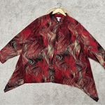 Catherines  Collared Button-Up Top Blouse Asymmetric Artsy Boho Red Plus Size 3X Photo 5