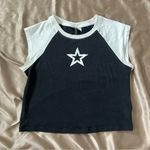 Black & White Skater Star Crop Top Size XS Photo 0