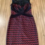 Tadashi Shoji  mix bodice Lace black Red mini sleeveless sheath Cocktail Dress 6 Photo 0