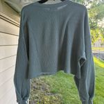 Bohme Women's Light Green Ribbed Knit Cropped Sweater Size M Photo 1