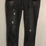 Charcoal Distressed Women's Cropped Jeans Black Size 14 Photo 0