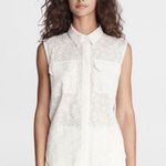 Rag and Bone APRIL EYELET BUTTON COLLAR DOWN WHITE SLEEVELESS TOP XS Photo 0