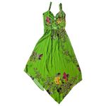 Urban Outfitters Y2K  Pricilla Lace Up Green Floral‎ Satin Dress XS Romantic Boho Photo 2