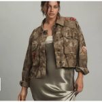 Anthropologie By  Embroidered Camo Utility Jacket Lg WT Photo 3