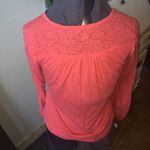 Lucky Brand  coral embroidered peasant blouse Photo 2