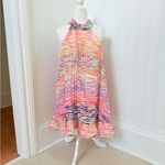 AMUR Estfan Pleated Halter Mini Dress In Double Rainbow Size 6 Red Photo 11