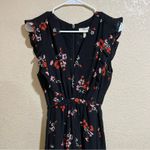 Rebecca Taylor  black red floral ruffle v neckline silk dress 8 Photo 3