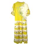 Boutique  1X Maggie Floral Maxi Dress Tropical Tired Puff Sleeve Yellow Womens Photo 4