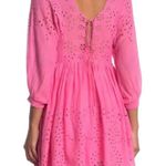 Free People Lottie Eyelet Lace Mini Dress Long Sleeve Pink Fizz Photo 1
