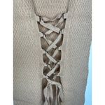 Endless Rose  Bodycon Midi Taupe Sweater Dress Lace-up Back Sz Large Photo 9