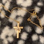 Sterling Silver Woman’s  1/20Th 14kt gf cross pendant and necklace ! Photo 0